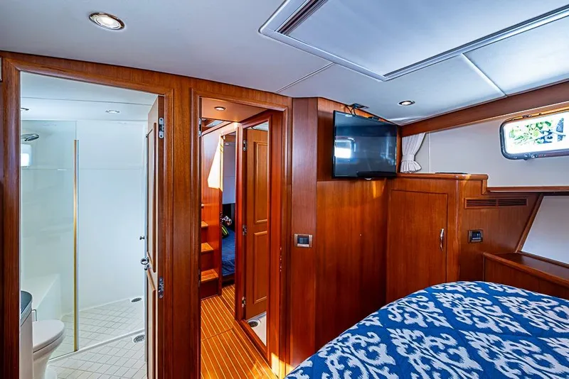 Slide: The Image of Luxurious interior of 2013 Grand Banks 43 Europa yacht with wood finish and modern amenities. - 48