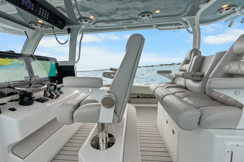 Slide: The Image of Luxurious Freeman 47 boat interior with advanced navigation system, 2099 model. - 29