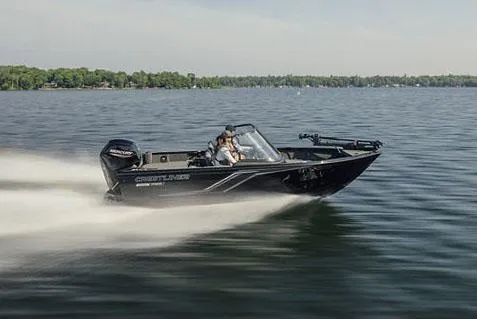 Slide: The Image of Manufacturer Provided Image: 2025 Crestliner 1650 Hawk speeding on a lake, showcasing sleek design and performance. - 5