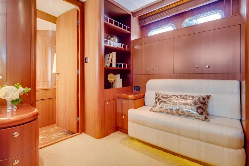 Slide: The Image of Luxurious interior of 2008 Horizon 82 Cockpit Motoryacht with elegant wood finishes and plush seating. - 22