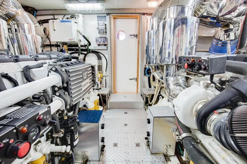 Slide: The Image of Engine room of 2008 Horizon 82 Cockpit Motoryacht with advanced machinery and equipment. - 35