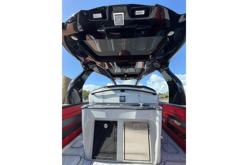 Slide: The Image of 2020 Deep Impact 399 Sport boat interior with sleek design and modern amenities. - 14