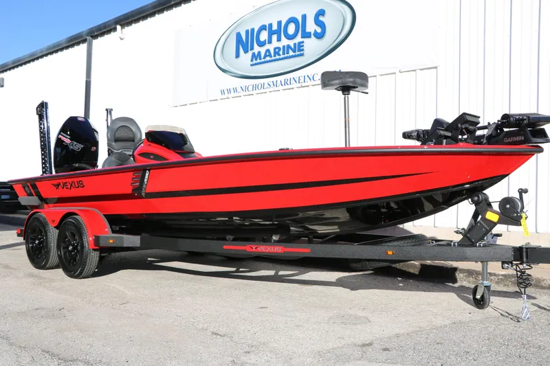The Image of 2026 Vexus AVX 2080 boat in vibrant red on trailer at Nichols Marine. - 0