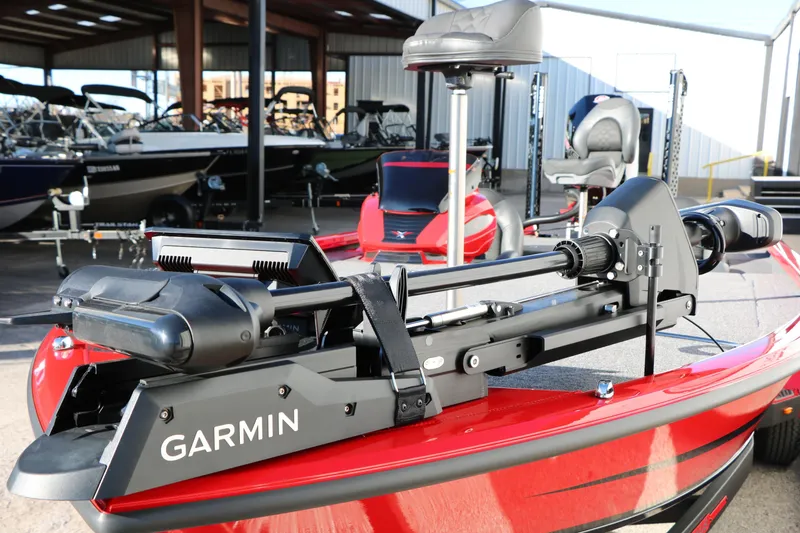 Slide: The Image of 2026 Vexus AVX 2080 boat with Garmin trolling motor in a showroom. - 11