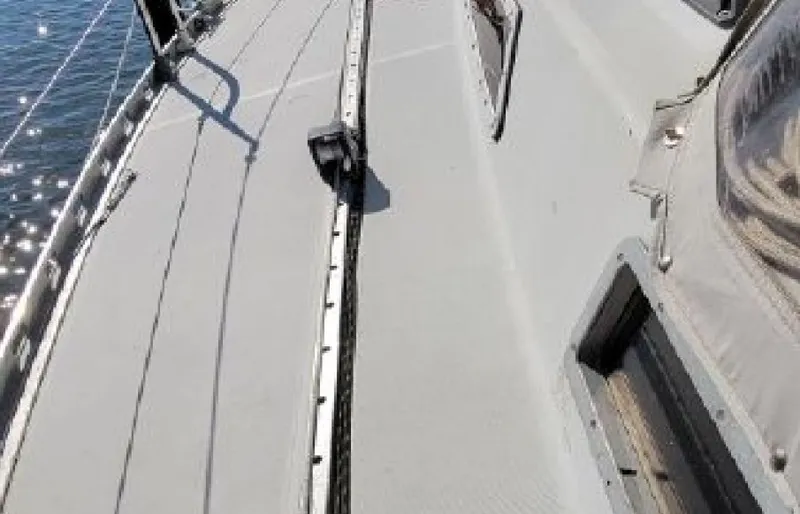 Slide: The Image of Deck of a 1985 Beneteau First 42 sailboat. - 7