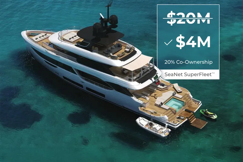 The Image of Luxury Benetti Oasis 34M yacht, 2023 model, available for 20% co-ownership at $4M. - 1