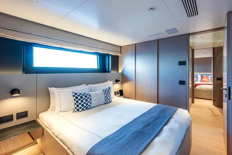 Slide: The Image of Luxurious bedroom interior on 2023 Benetti Oasis 34M Co Ownership yacht. - 30