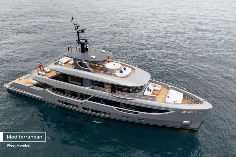 Slide: The Image of Luxurious 2023 Benetti Oasis 34M yacht on serene Mediterranean waters. - 37