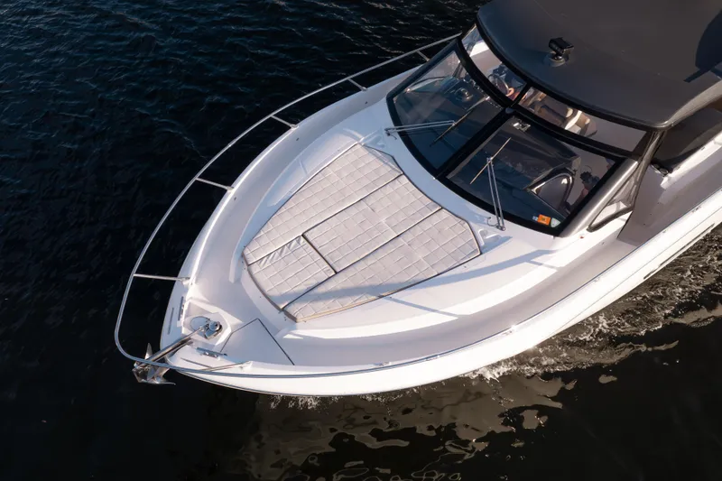 Slide: The Image of Aerial view of 2019 Absolute 40 SLT yacht cruising on water. - 29