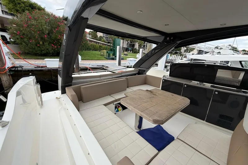 Slide: The Image of Luxurious cabin interior of 2019 Absolute 40 SLT yacht with cozy bedding and modern decor. - 5