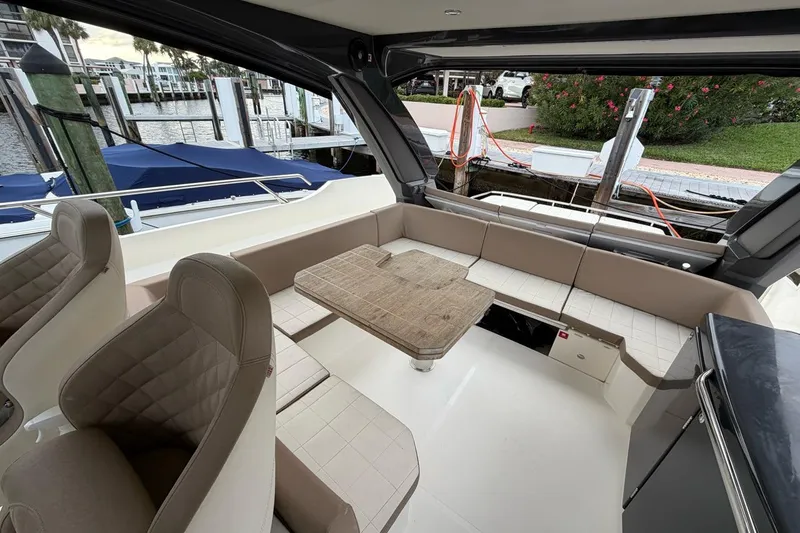 Slide: The Image of Luxurious bathroom in 2019 Absolute 40 SLT yacht with modern fixtures and wooden cabinetry. - 7
