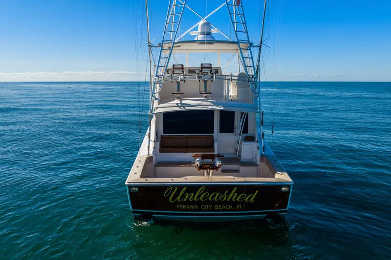 Slide: The Image of 2007 Viking 56 Convertible yacht "Unleashed" on open sea, Panama City Beach, FL. - 4
