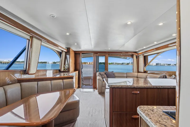 Slide: The Image of Luxurious interior of 2007 Viking 56 Convertible yacht with ocean view. - 9