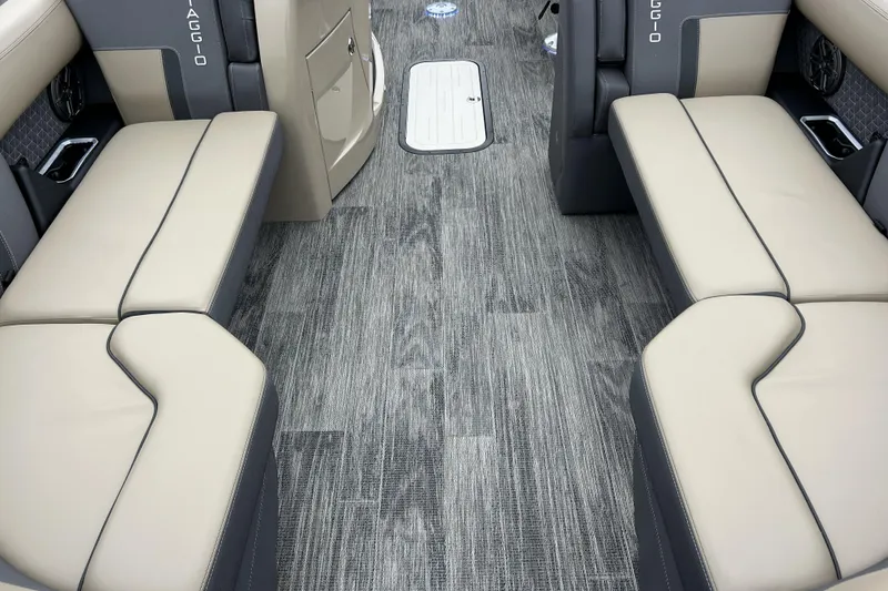 Slide: The Image of 2026 Viaggio Lago Z-Q interior with beige seating and gray flooring. - 25