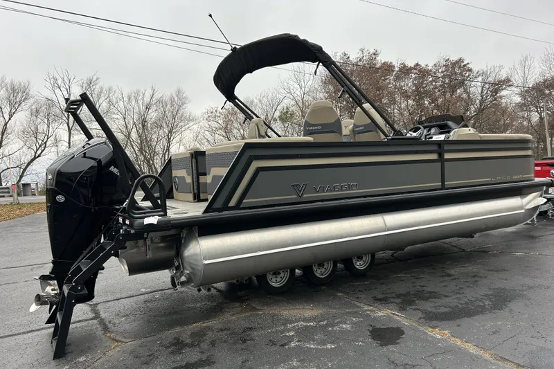 Slide: The Image of 2026 Viaggio Lago Z-Q pontoon boat with sleek design and powerful engine. - 9