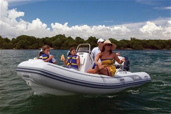 Slide: The Image of 2026 AB Inflatables Oceanus 14 VST with Yamaha 60HP cruising on a sunny day. - 9