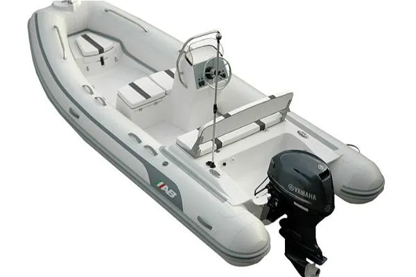 Slide: The Image of 2026 AB Inflatables Oceanus 14 VST with Yamaha 70HP, sleek white design. - 4