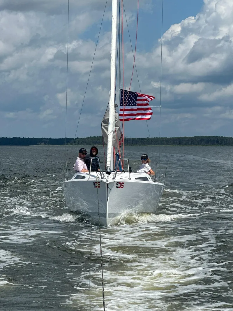 Slide: The Image of Sailboat on open water with American flag, Zonda Z24 Base Model, 2024. - 28