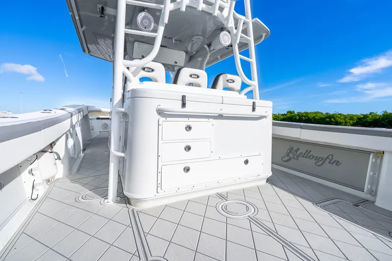 Slide: The Image of 2015 Yellowfin 42 Offshore boat interior with sleek design and modern amenities. - 24