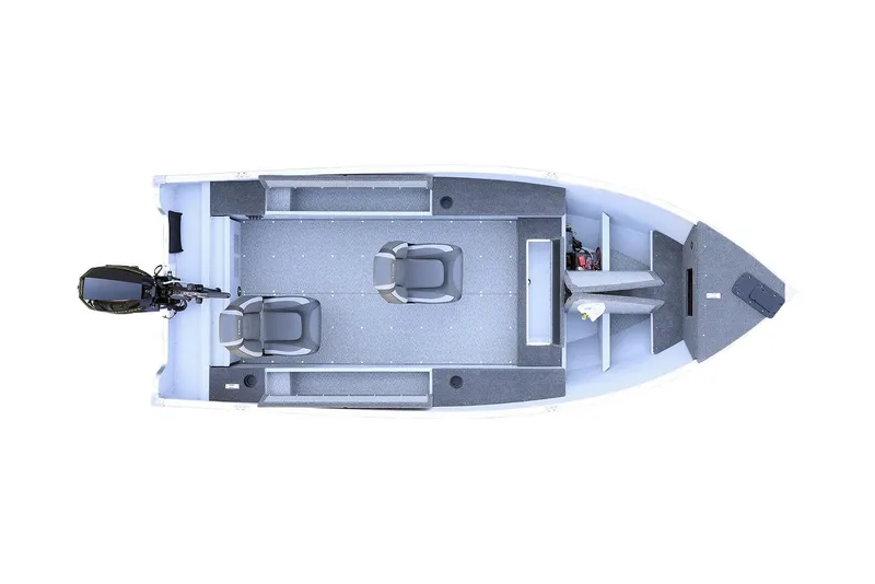 Slide: The Image of Manufacturer Provided Image: 2024 Lund 1400 Fury Tiller fishing boat, top view, featuring two seats and ample storage. - 28