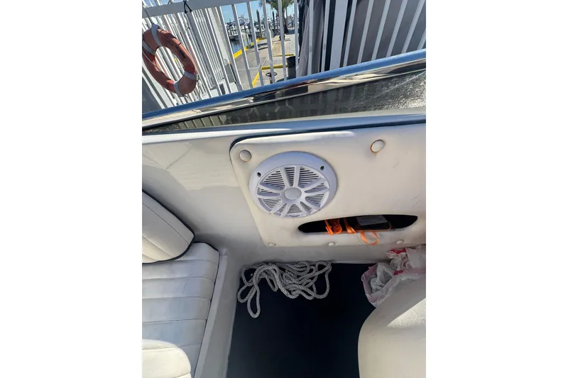 Slide: The Image of Interior of 2002 Donzi 22 Shelby GT boat with speaker and rope. - 12