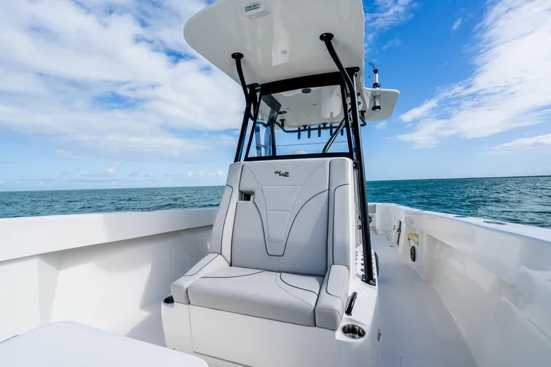 Slide: The Image of Futuristic SeeVee 32 boat on open sea, showcasing sleek design and modern features. - 26