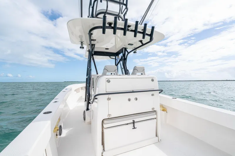 Slide: The Image of Futuristic SeeVee 32 boat on open water, showcasing sleek design and advanced features. - 39