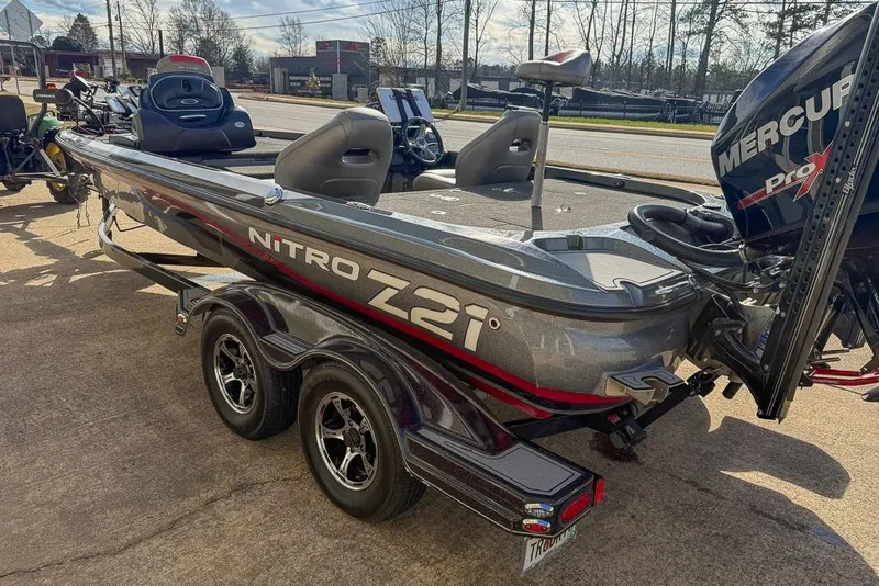 Slide: The Image of 2016 Nitro Z21 Pro boat with Mercury Pro motor on trailer. - 3