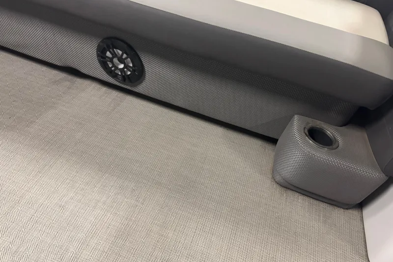 Slide: The Image of 2021 Godfrey Sweetwater 2386 FS interior with speaker and cup holder detail. - 8