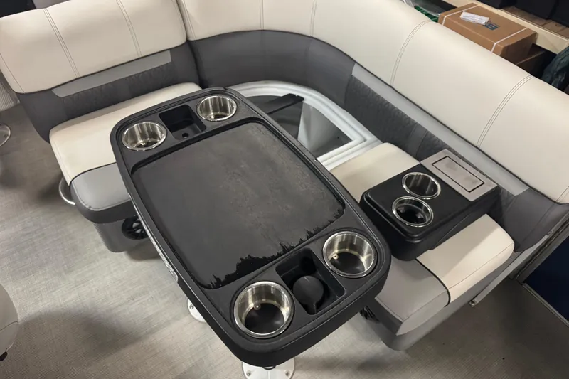 Slide: The Image of Interior of 2021 Godfrey Sweetwater 2386 FS boat with seating and cup holders. - 9