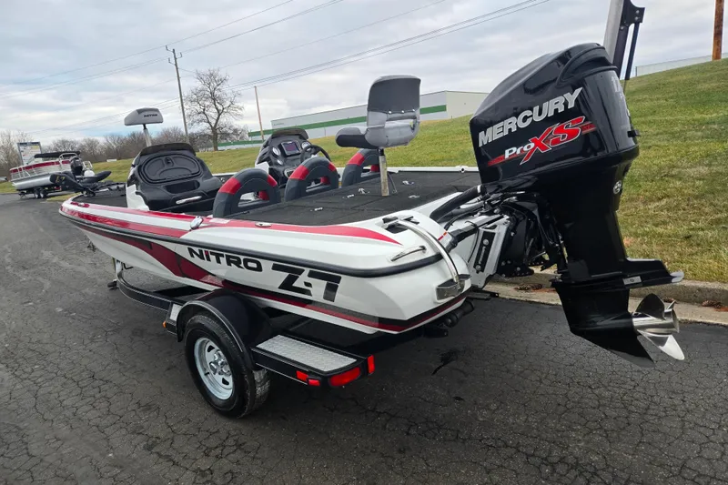 Slide: The Image of 2015 Nitro Z-7 boat with Mercury Pro XS engine on a trailer. - 3