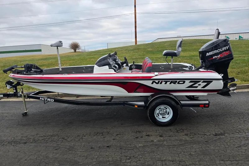 Slide: The Image of 2015 Nitro Z-7 boat with Mercury Pro XS engine on trailer. - 4