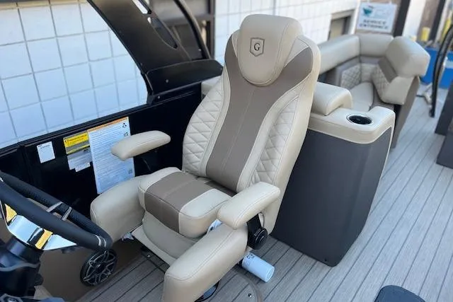 Slide: The Image of Luxurious seating on 2026 Godfrey Monaco 255 SFLC pontoon boat, featuring premium materials and design. - 23