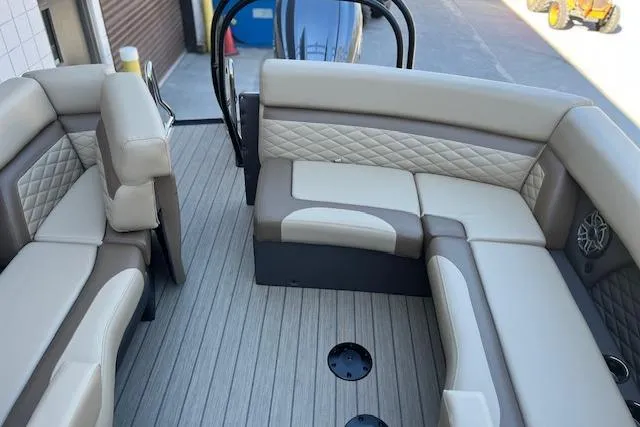 Slide: The Image of Luxurious seating on 2026 Godfrey Monaco 255 SFLC pontoon boat with elegant upholstery. - 9