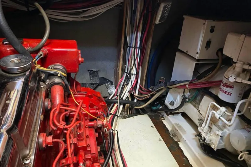 Slide: The Image of Engine room of 1986 Nauticat 43 sailboat with 90 Hp Lehman diesel and Northern Lights Generator - 62