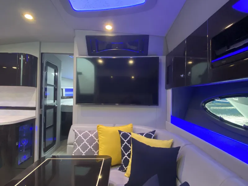 Slide: The Image of Interior of 2018 Formula 45 Yacht with modern furnishings and lighting. - 27