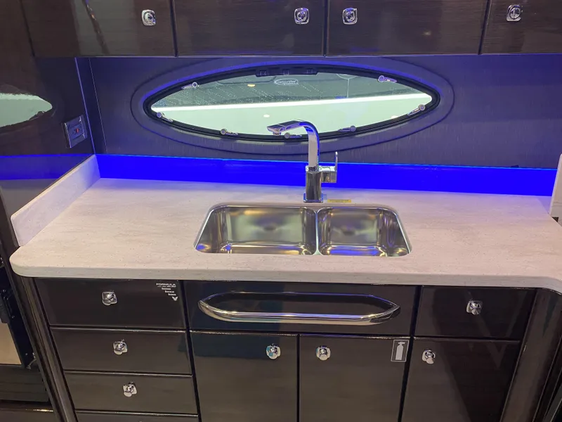 Slide: The Image of Modern kitchen on a 2018 Formula 45 Yacht with double sink. - 49