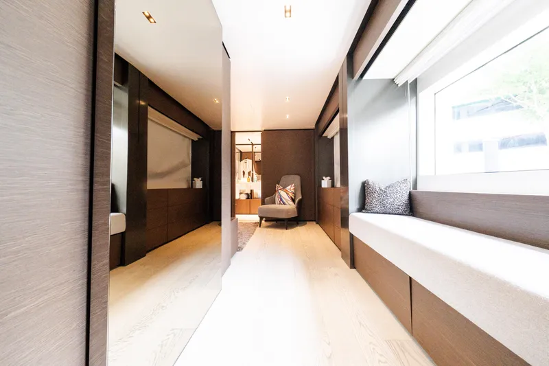 Slide: The Image of Luxurious interior of 2018 Custom Line Navetta 33 yacht with modern design and seating. - 20