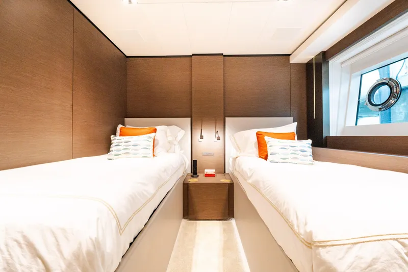 Slide: The Image of Luxurious twin cabin interior on 2018 Custom Line Navetta 33 yacht. - 38