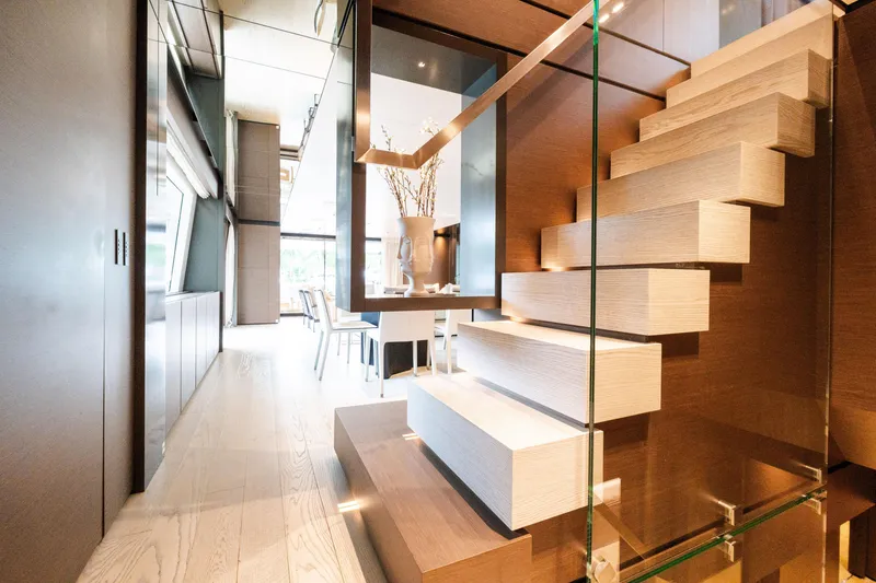 Slide: The Image of Luxurious interior of 2018 Custom Line Navetta 33 yacht with modern staircase design. - 54