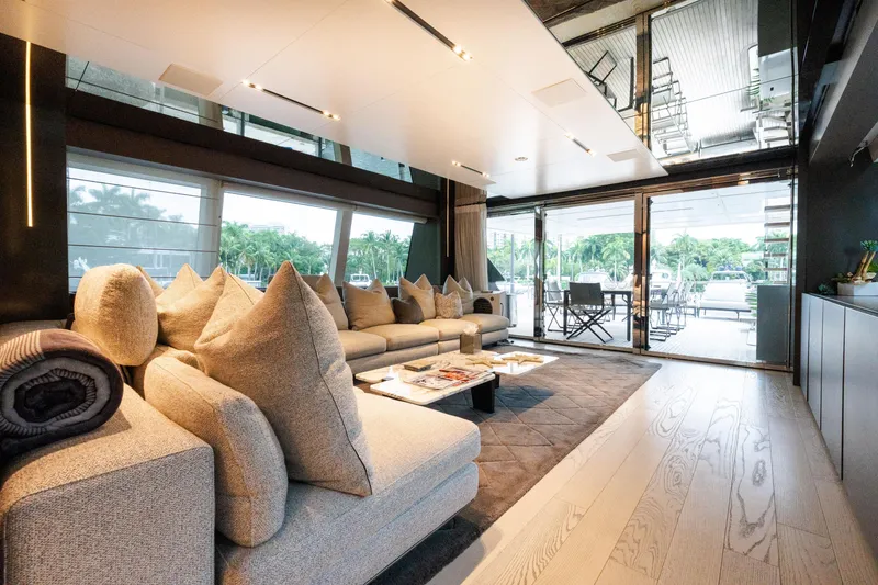 Slide: The Image of Luxurious interior of 2018 Custom Line Navetta 33 yacht with plush seating and modern decor. - 55