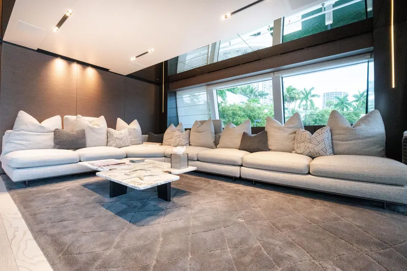 Slide: The Image of Luxurious interior of 2018 Custom Line Navetta 33 yacht with plush seating and modern decor. - 57
