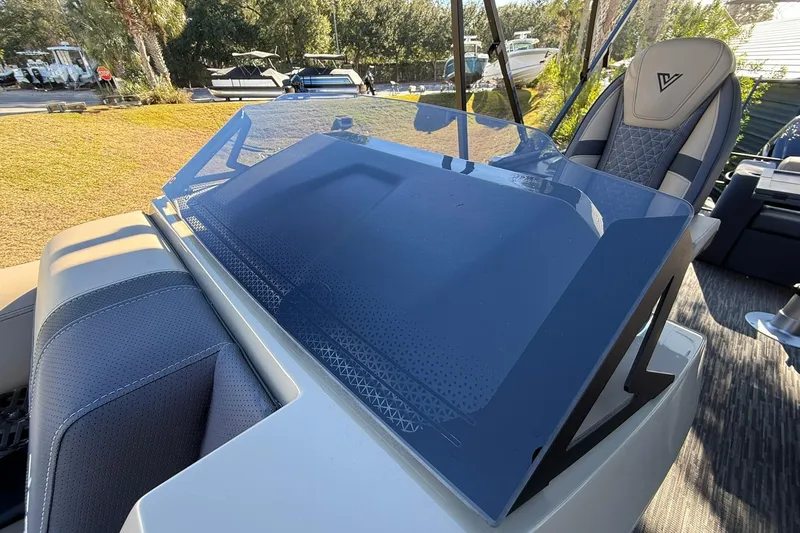 Slide: The Image of Viaggio Lago Z-B 2026 boat interior with modern seating and sleek design. - 14