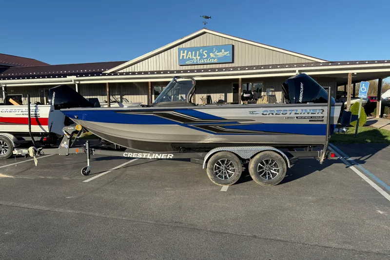 The Image of 2026 Crestliner 1850 Super Hawk boat on trailer at Hall's Marine dealership. - 0