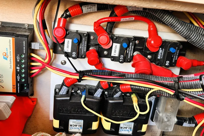 Slide: The Image of Electrical wiring and components inside a 2019 Ranger Tugs R-29 CB boat. - 38