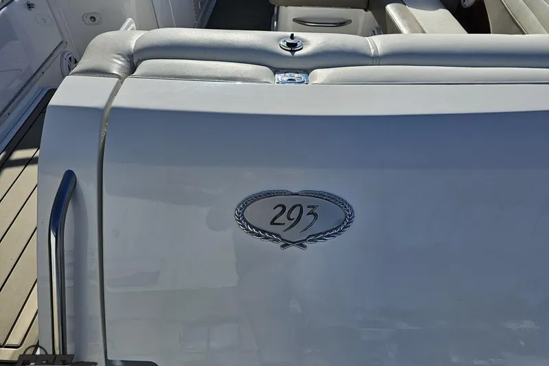 Slide: The Image of Cobalt 293 boat interior, 2000 model, featuring sleek seating and elegant design. - 35