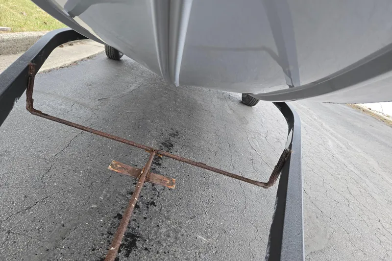 Slide: The Image of 2021 Tracker Bass Tracker Classic XL on a trailer, showing the boat's underside. - 8