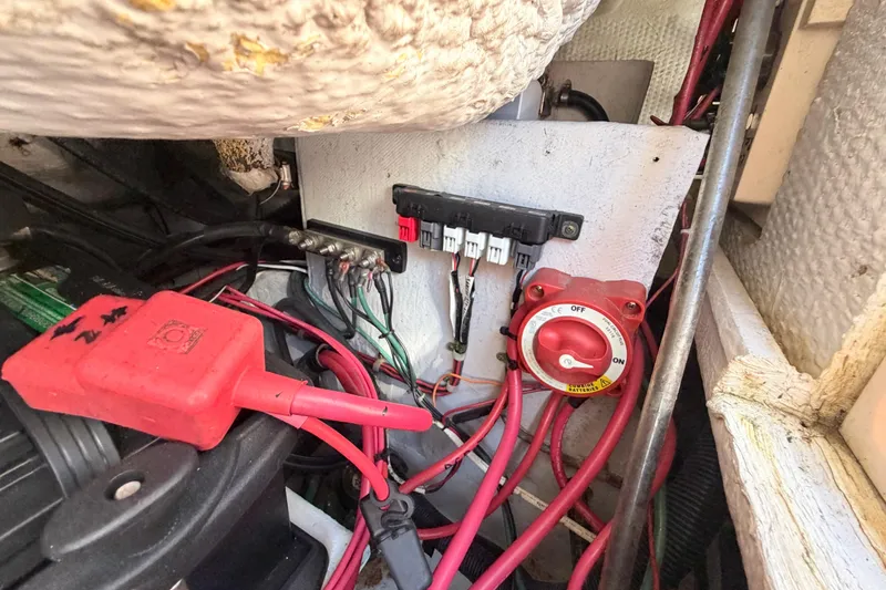 Slide: The Image of Electrical wiring and components inside a 2006 Grady-White Sailfish 282 boat. - 190