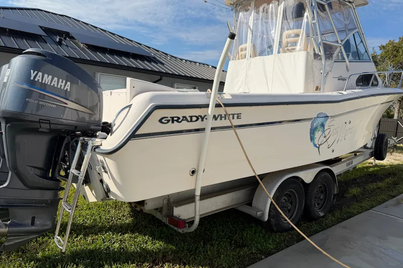 Slide: The Image of 2006 Grady-White Sailfish 282 boat with Yamaha engine on trailer. - 57