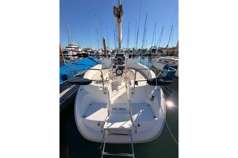 Slide: The Image of Sailboat docked in marina, 1996 Hunter 336, San Diego. - 4